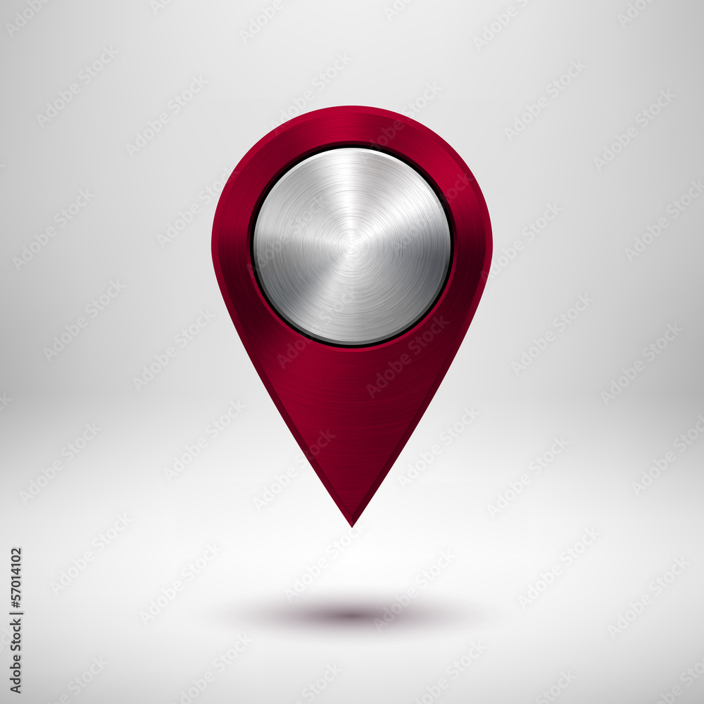 Technology Map Pointer Button with Maroon Metal Texture Technology Map Pointer Button with Maroon Metal Texture