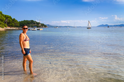 Brunette women on tropical vacation