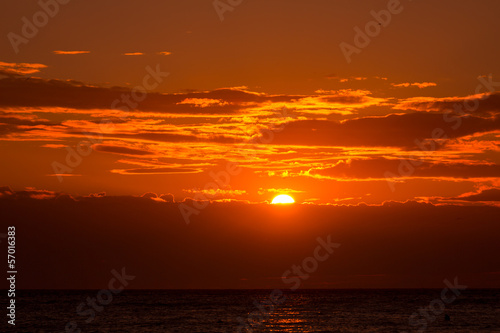 Sunset orange sky background at evening