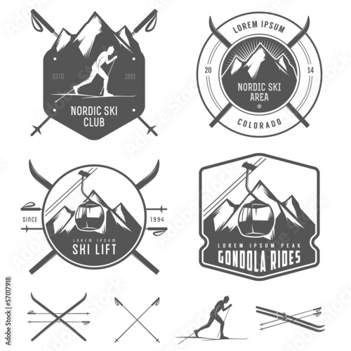Set of nordic skiing design elements