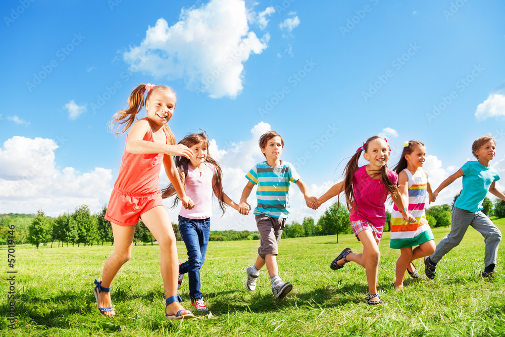 Kids running in the park