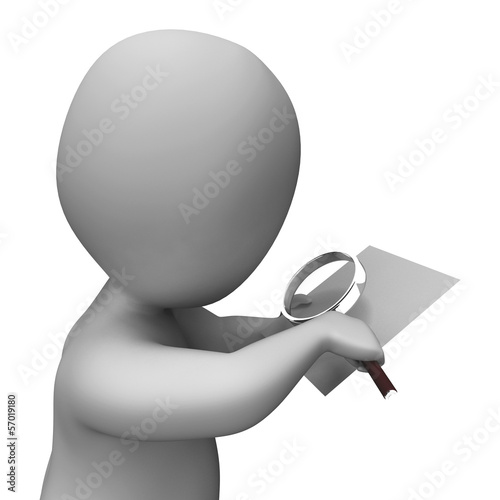 Looking Magnifier Document Character Shows Investigation Investi photo