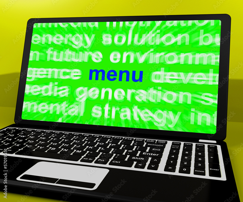 Menu Laptop Shows Internet Ordering Food From Restaurant Menu Laptop Shows Internet Ordering Food From Restaurant