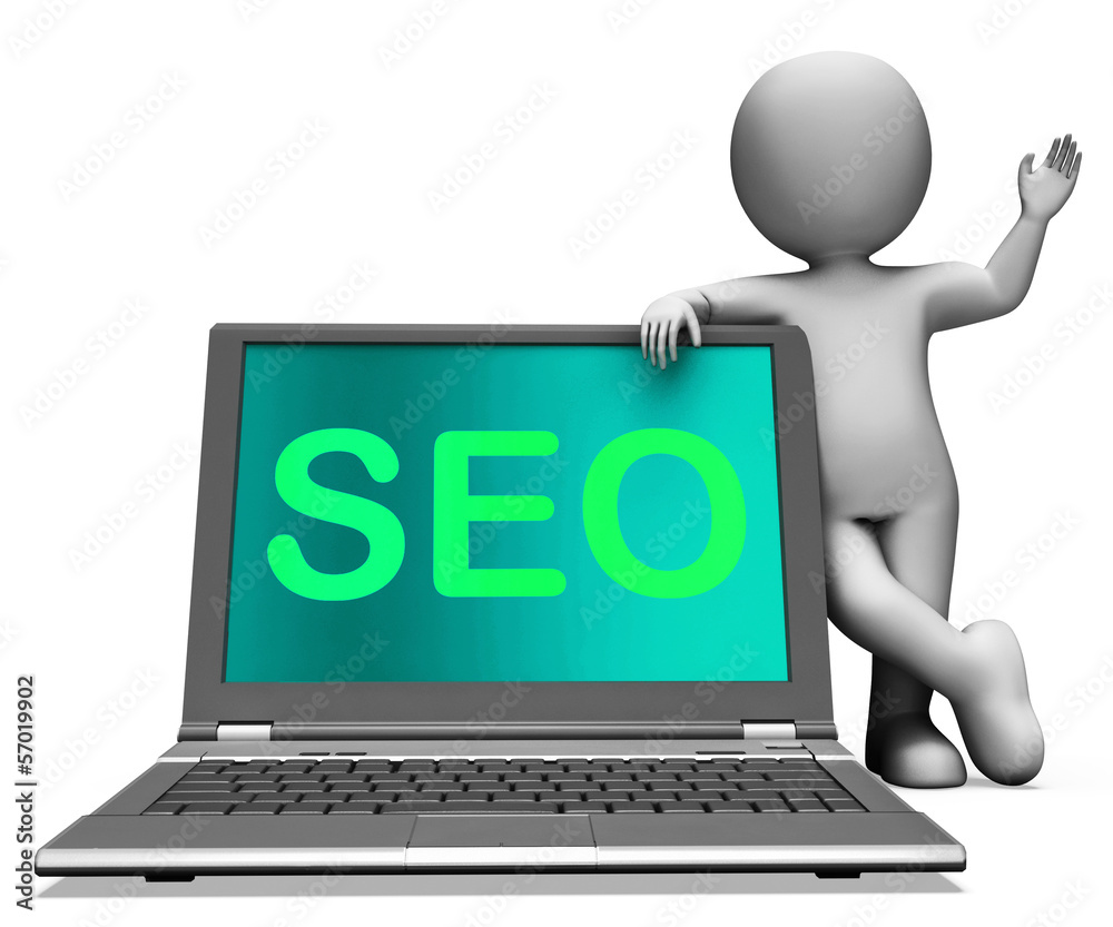 Seo Laptop And Character Shows Search Engine Optimization Seo Laptop And Character Shows Search Engine Optimization