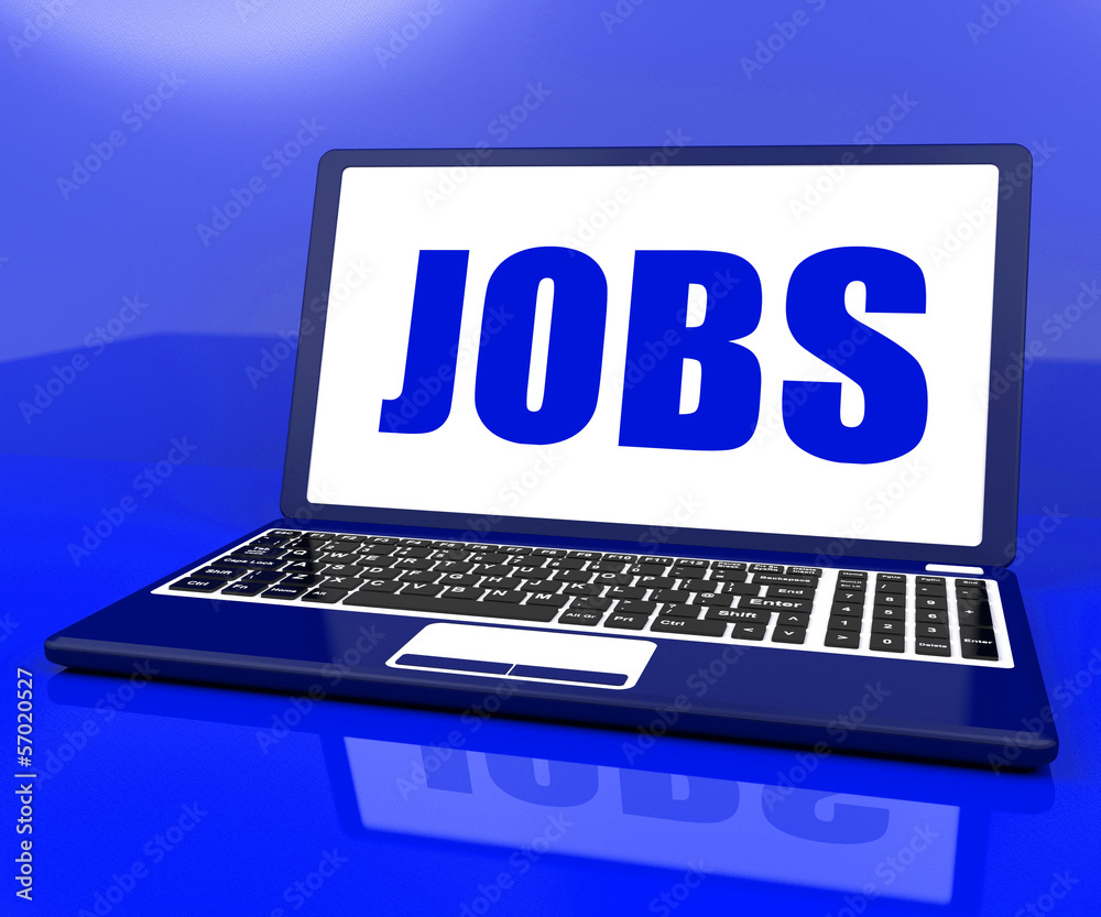 Jobs On Laptop Shows Recruitment Employment Or Hiring Online Jobs On Laptop Shows Recruitment Employment Or Hiring Online