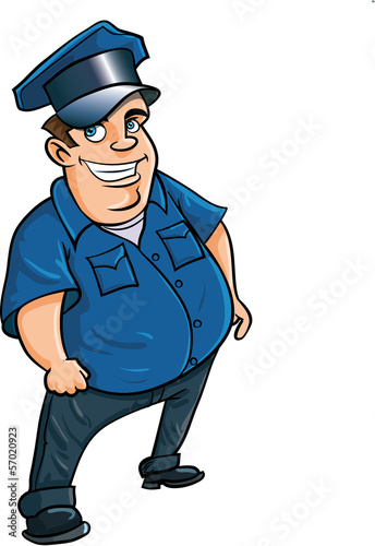 Canvas Print Fat jolly cartoon policeman