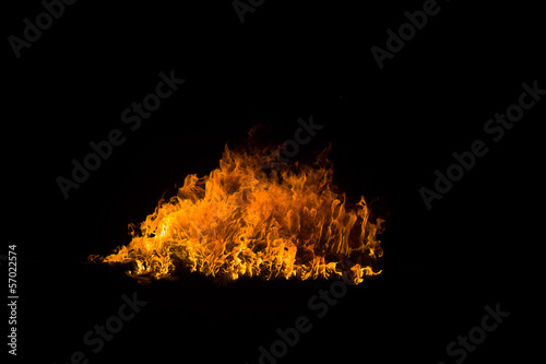 Blazing flames on black background