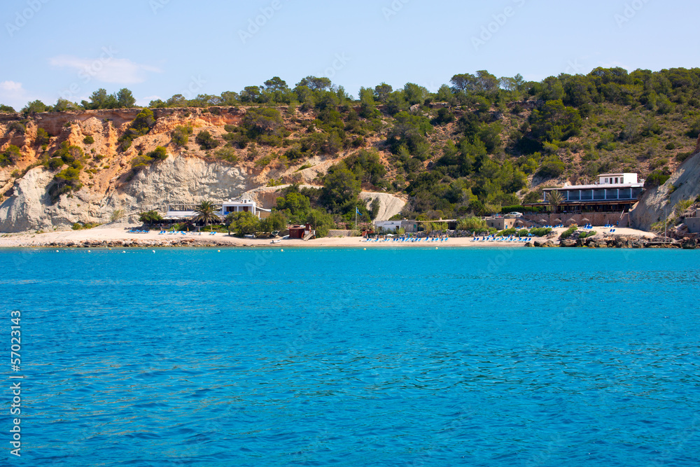 Ibiza Cala dHort d Hort view from boat in Balearic