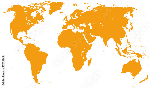 Orange Detailed World Map
