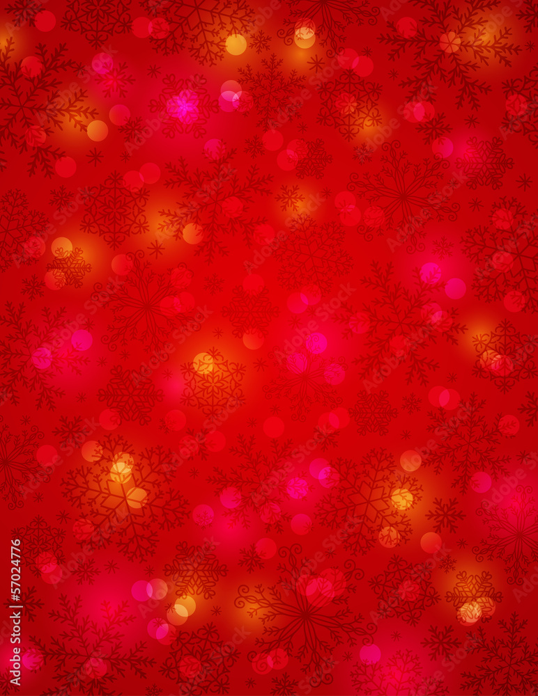 red background with snowflakes, vector