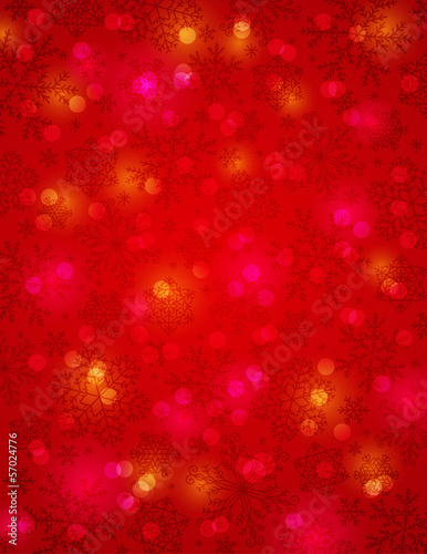 red background with snowflakes, vector