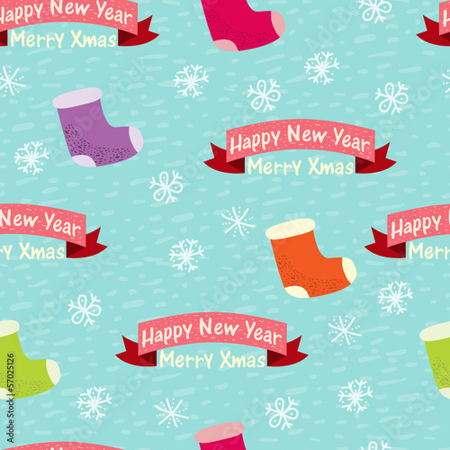 Christmas seamless background with snowflakes and the words