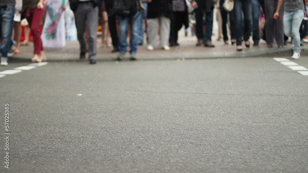 People crossing road after cars drive by, feet only, realtime People crossing road after cars drive by, feet only, realtime