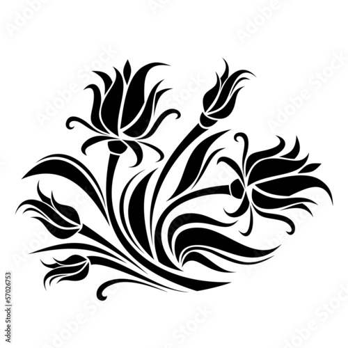 Fototapeta Naklejka Na Ścianę i Meble -  Black silhouette of flowers. Vector illustration.