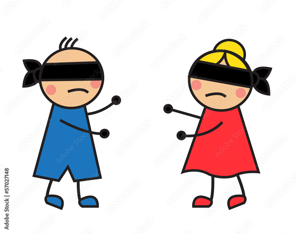 children blindfolded seek each other