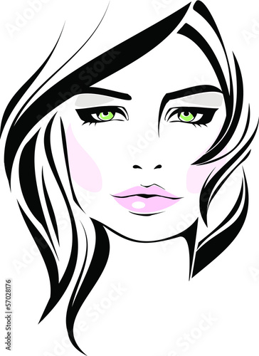 Beauty girl face with green eyes