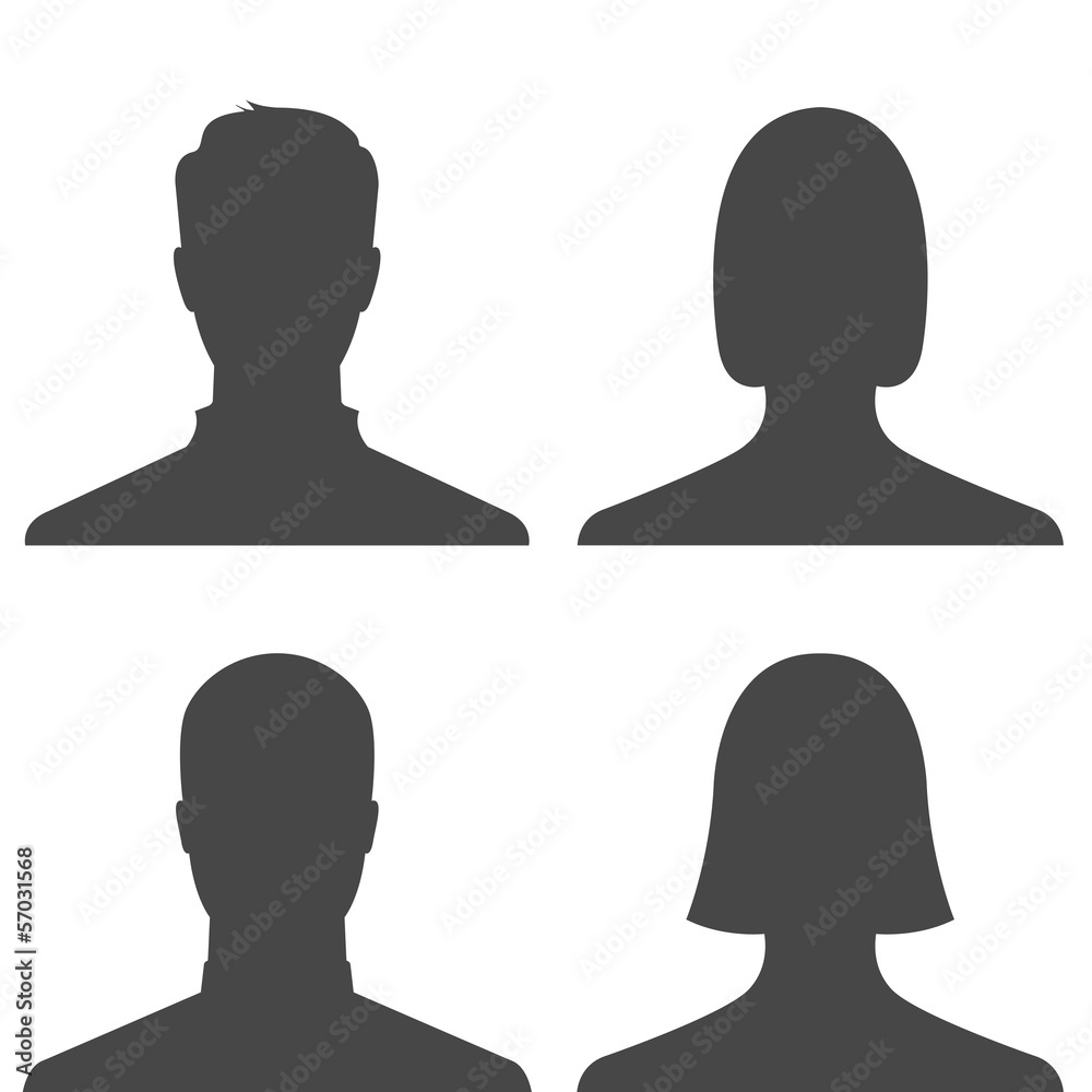 Set of people profile pictures on white background