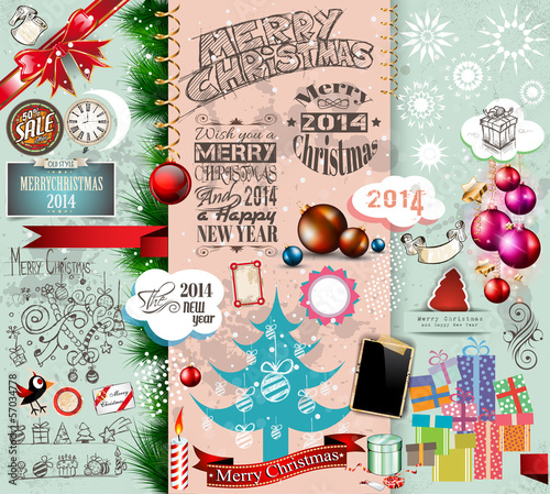 2014 Christmas Vintage typograph design elements: