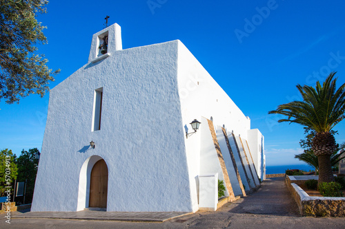 Ibiza Es Cubells church in san Jose at Balearic photo
