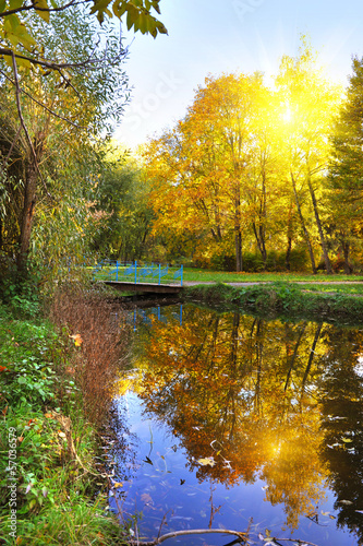 Beautiful autumn landscape with a river