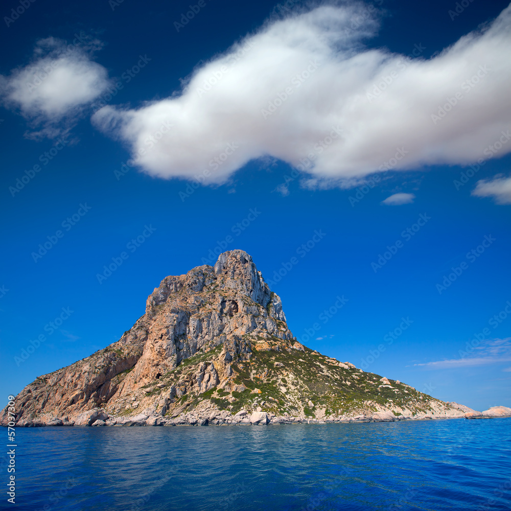 Es Vedra island of Ibiza close view from boat