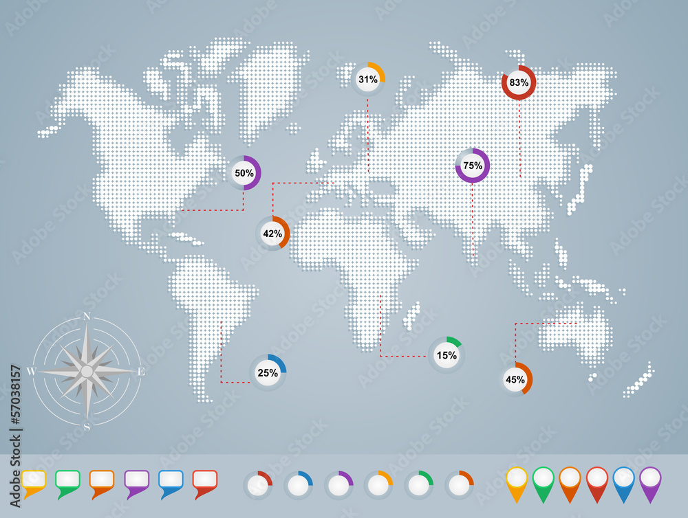 World map, geo infographics template EPS10 file.
