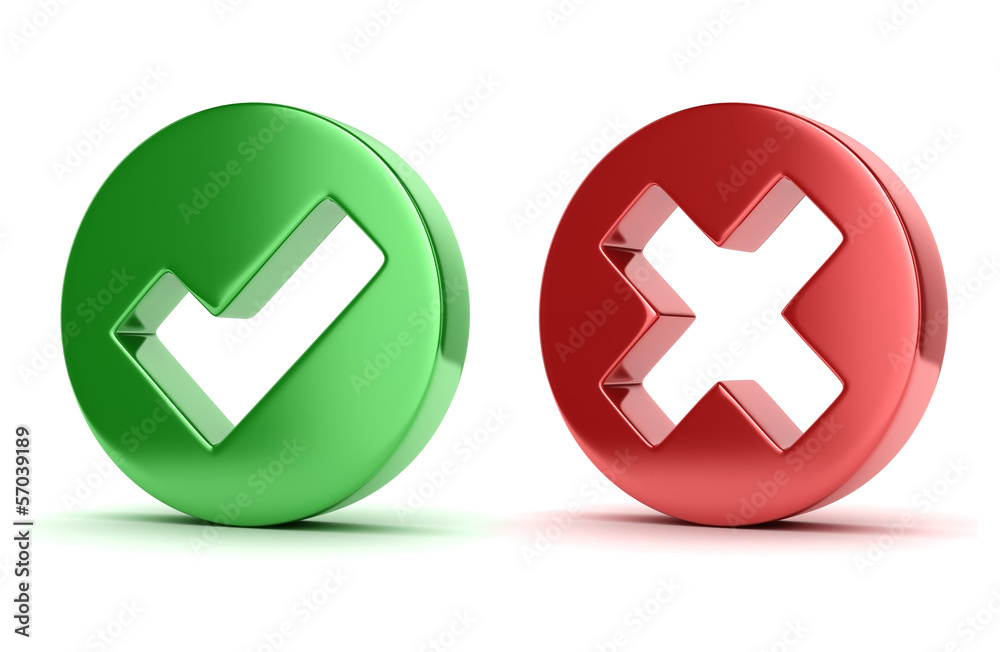 Check and cross mark 3d icons Check and cross mark 3d icons