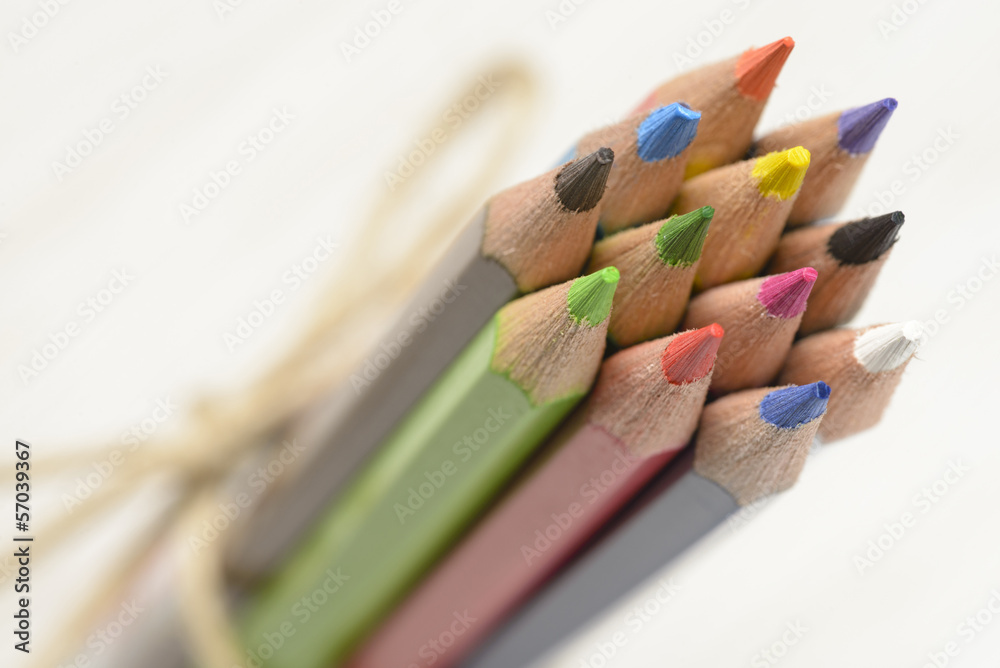 Fototapeta premium Colored pencils tied together