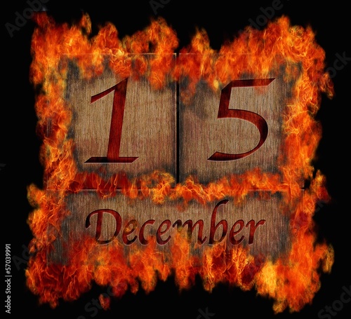Burning wooden calendar December 15.