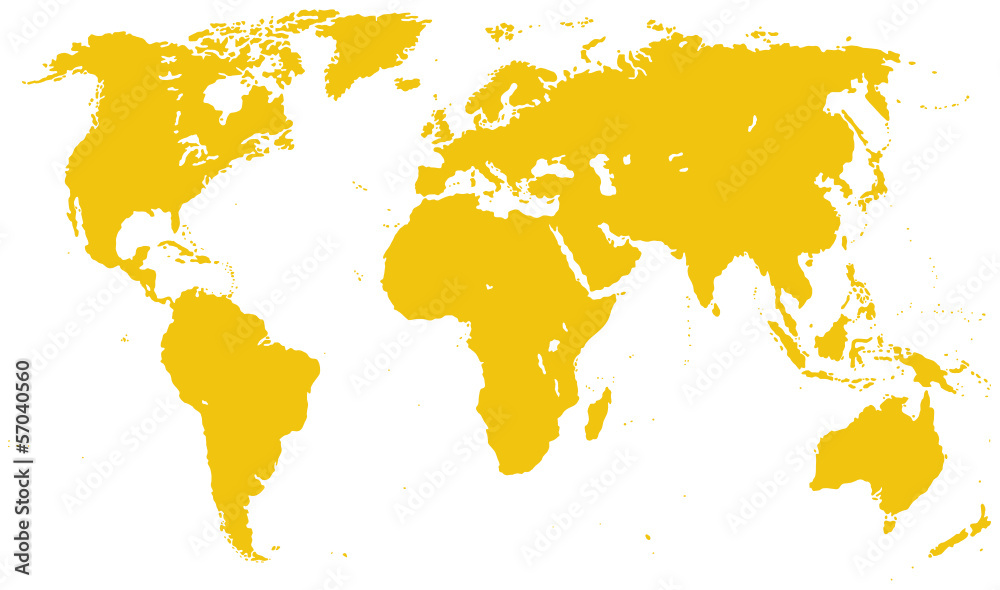 Yellow Detailed World Map