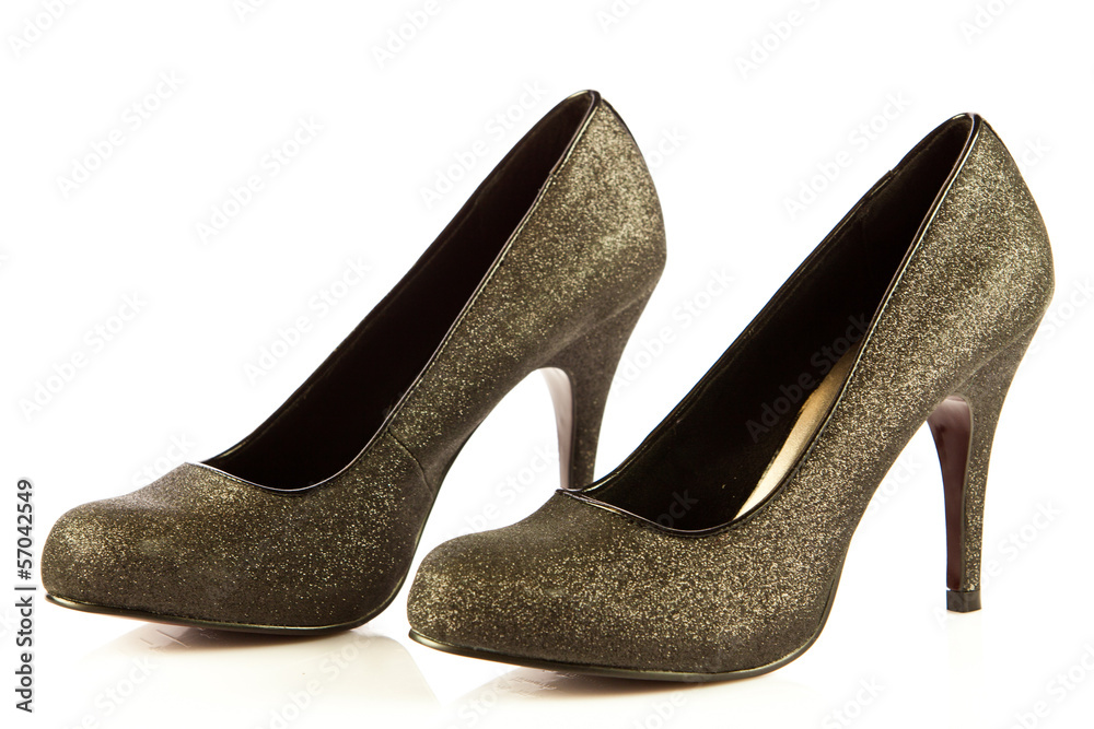 Fototapeta premium High heel women shoes on white background