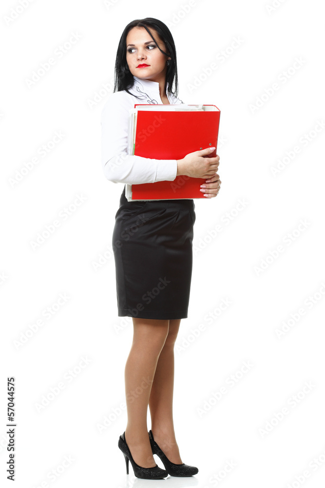 woman with red folder for documents woman with red folder for documents