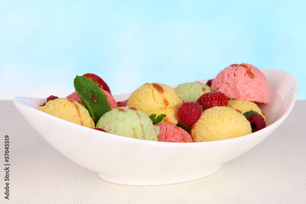 Delicious ice cream in bowl closeup Delicious ice cream in bowl closeup