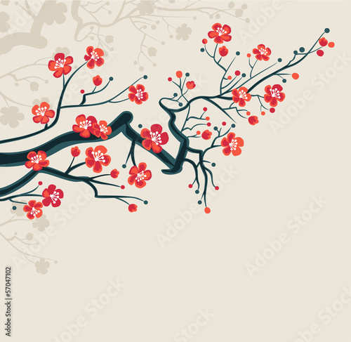 Сherry blossoms background - spring japanese symbol