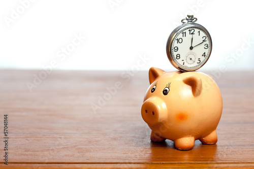 Clock on a piggy bank