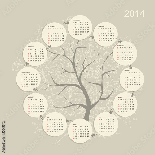 Calendar grid 2014 for your design