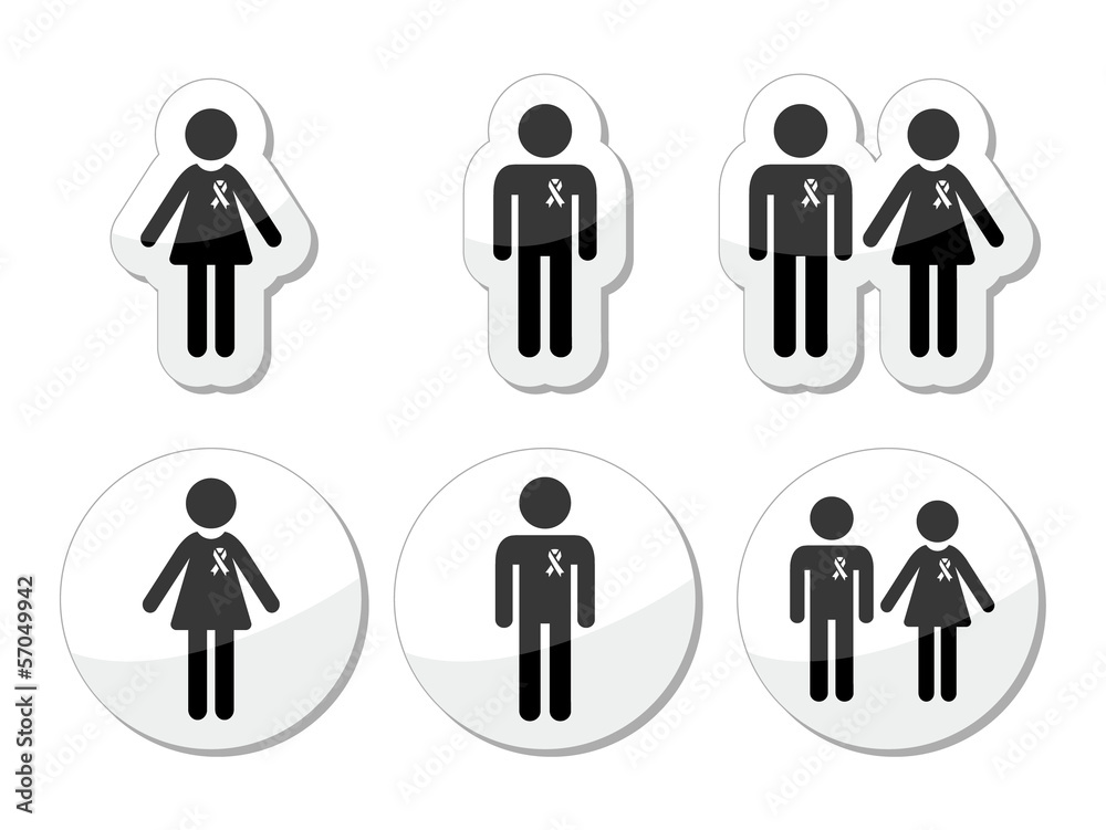 Man and woman, people with awareness ribbons icons Man and woman, people with awareness ribbons icons