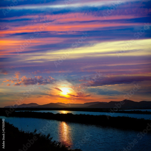 Ibiza ses Salines saltworks at sunset in Sant Josep