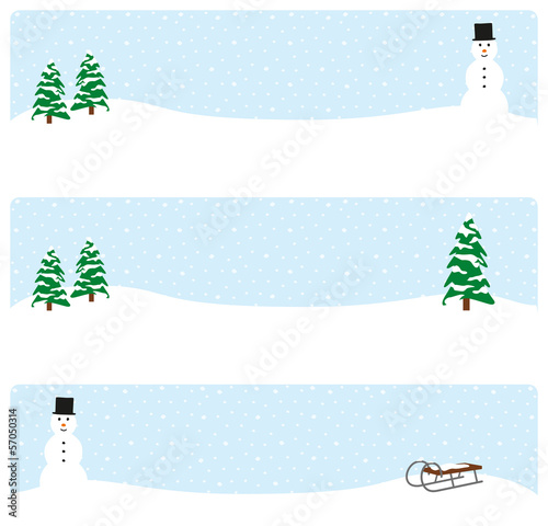 banner wintermotiv schneemann und tannenbäume