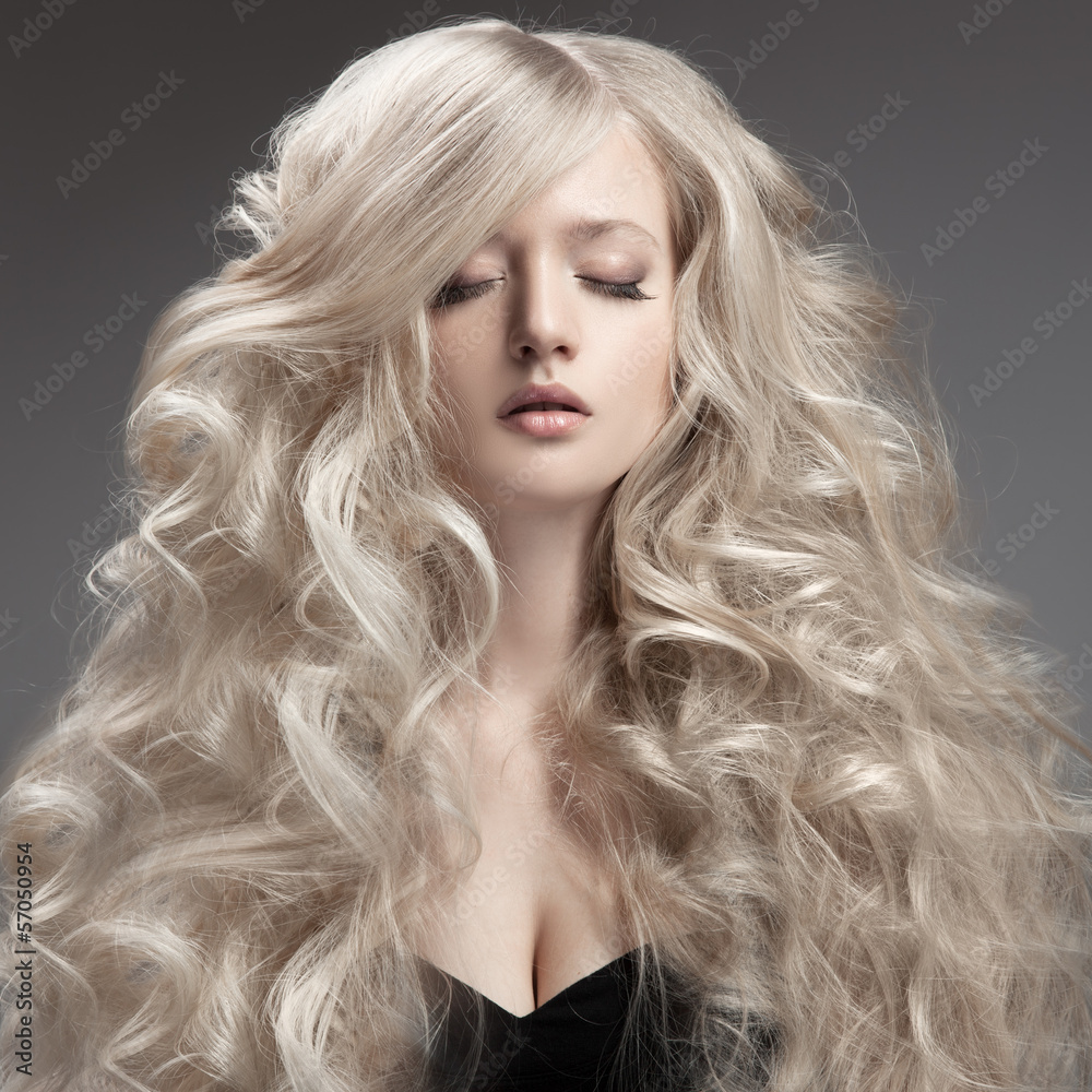 Beautiful Blond Woman. Curly Long Hair Beautiful Blond Woman. Curly Long Hair
