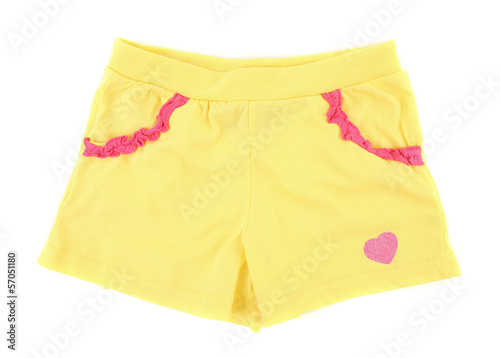 Yellow girl shorts with heart.