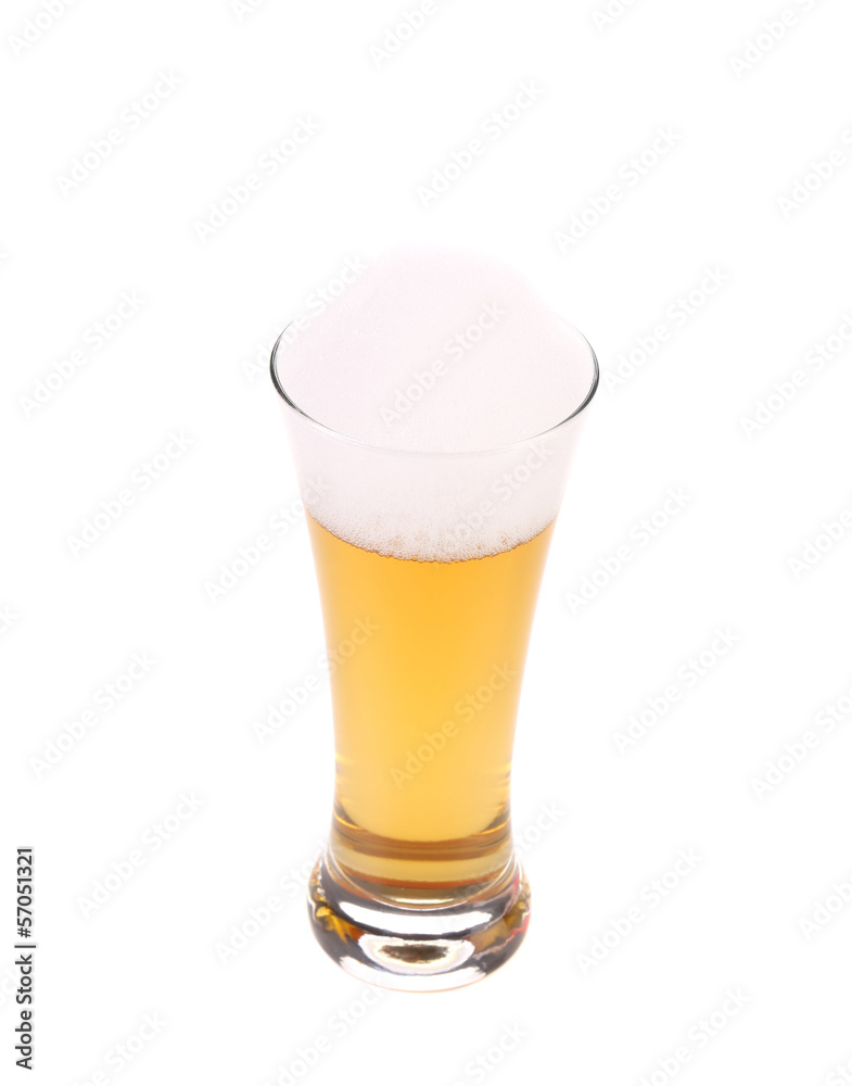 Top view of full beer glass.