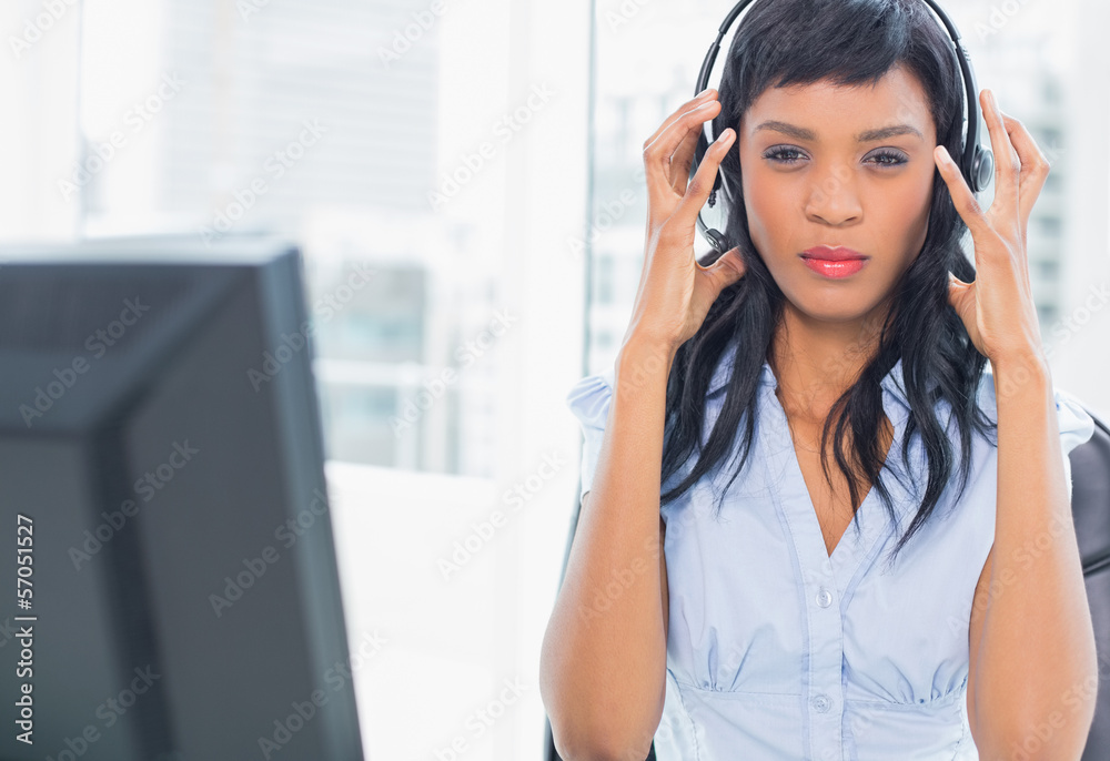 Exasperated operator looking at camera Exasperated operator looking at camera
