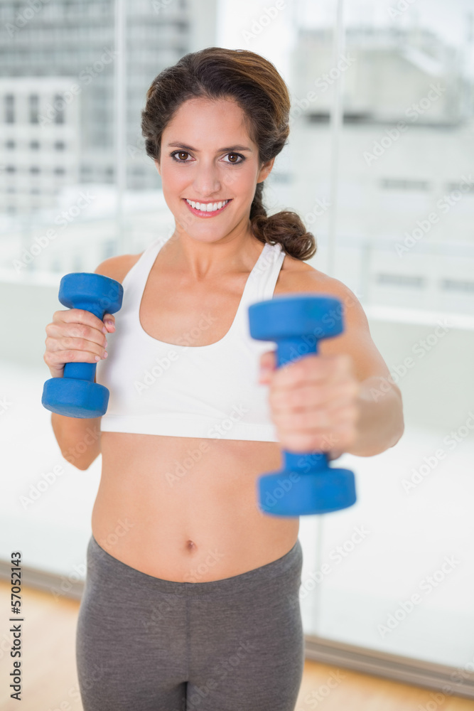 Sporty brunette lifting dumbbells Sporty brunette lifting dumbbells