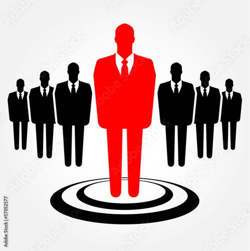 Businessman standing out from the crowd -HR & leadership concept