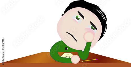 Vector boy character bored at school