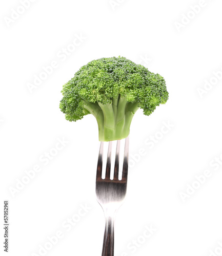 Broccoli impaled on a fork.
