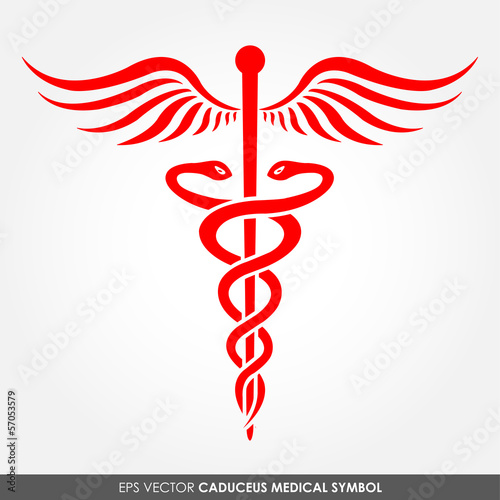 Colorful Caduceus icon - medical symbol