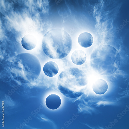 Fototapeta Naklejka Na Ścianę i Meble -  Abstract fantasy background with glowing planet spheres