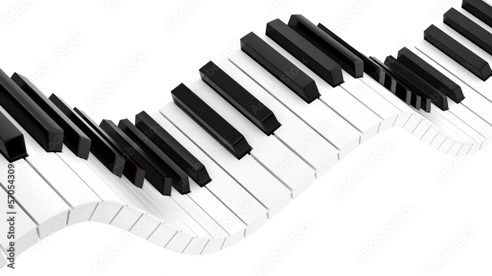 Naklejka premium render of wavy piano keyboard